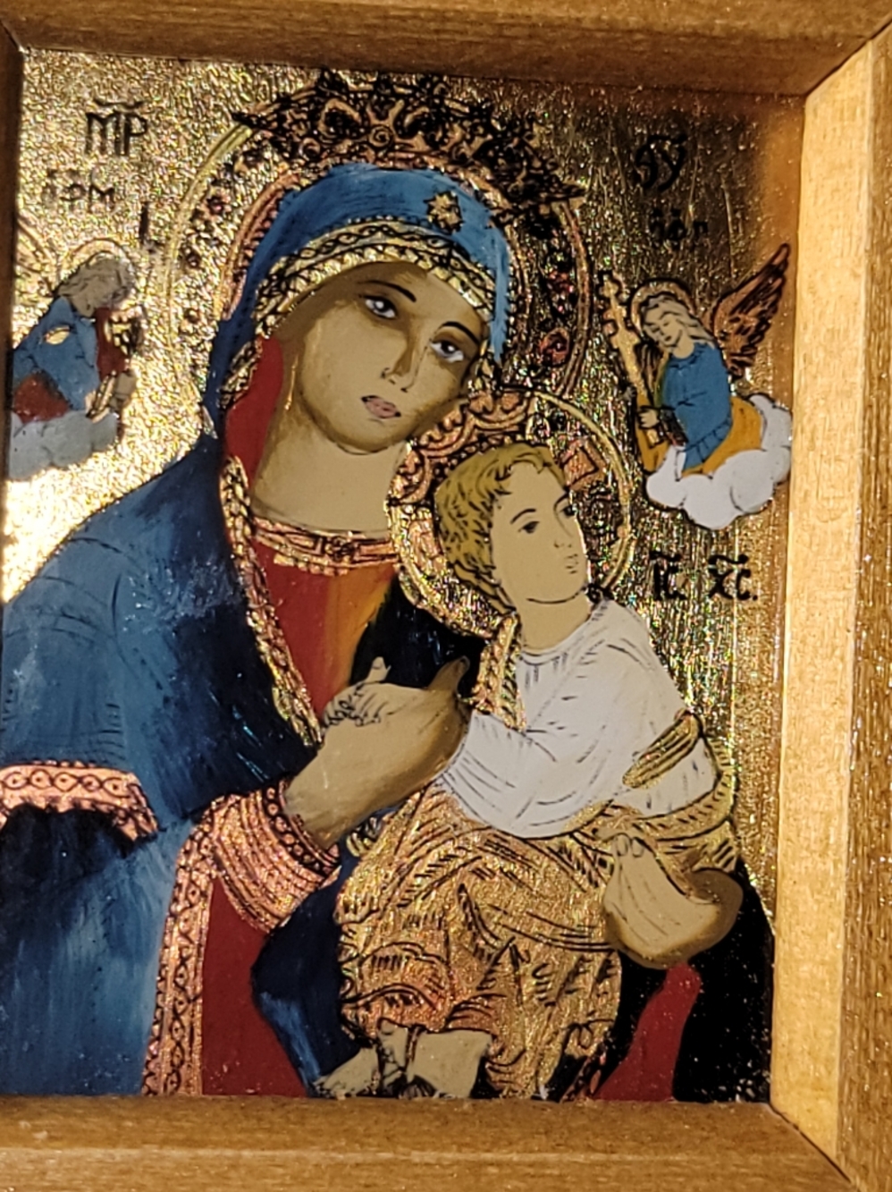 Vtg Our Lady Of Perpetual Help Framed Art Transylvania Icons Romania